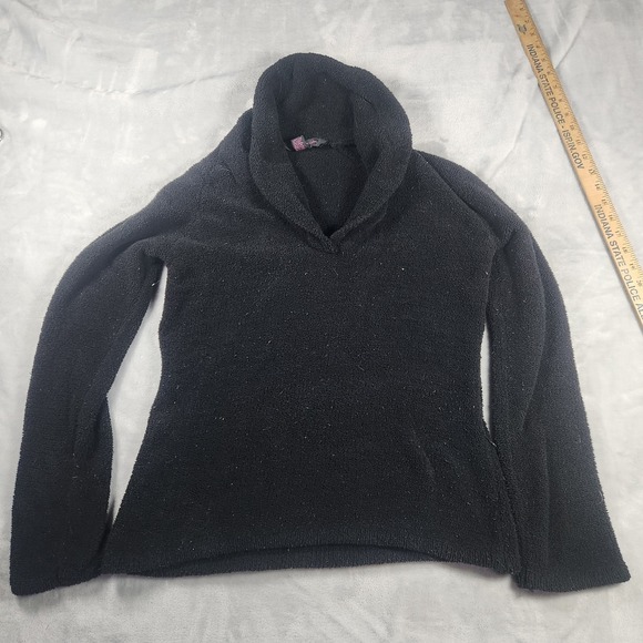 Victoria's Secret Sweaters - Victoria's Secret Terry Cloth Knit Sweater Cowl Neck S Black Cozy Casual Vintage